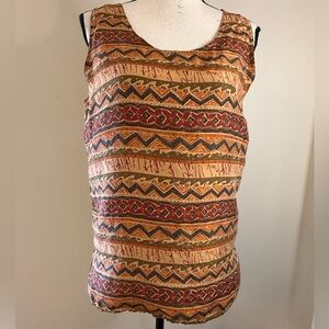 Stunt western 100% silk sleeveless top SZ M